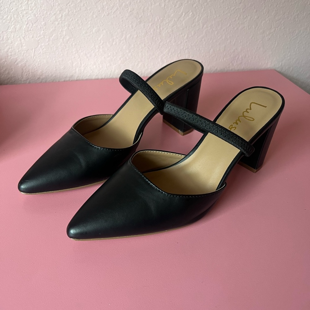 Maryna Black Pointed-Toe Mules